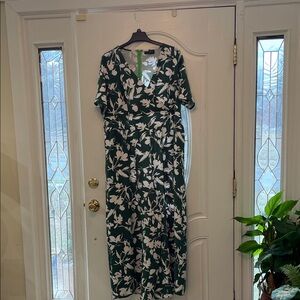 Lane Bryant Green and White Floral Maxi Dress